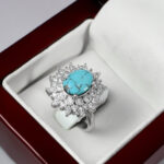 انگشتر فیروزه نیشابوری نقره زنانه طرح پرارین - Image 2