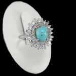 انگشتر فیروزه نیشابوری نقره زنانه طرح پرتو