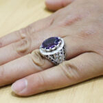 انگشتر آمیتیست الماس تراش نقره مردانه دست ساز طرح امیر آرشام - Image 3