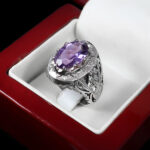 انگشتر آمیتیست الماس تراش نقره مردانه دست ساز طرح امیر آرشام - Image 4