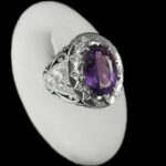 انگشتر آمیتیست الماس تراش نقره مردانه دست ساز طرح امیر آرشام