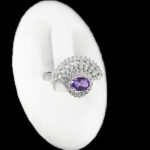 انگشتر آمیتیست الماس تراش نقره زنانه طرح ایلا