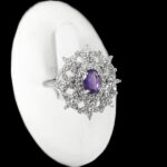 انگشتر آمیتیست الماس تراش نقره زنانه طرح ایناس