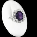 انگشتر آمیتیست الماس تراش نقره زنانه طرح باختر