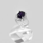 انگشتر آمیتیست الماس تراش نقره زنانه طرح باختر - Image 2