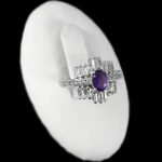 انگشتر آمیتیست الماس تراش نقره زنانه طرح بارانک - Image 3