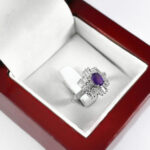 انگشتر آمیتیست الماس تراش نقره زنانه طرح بارانک - Image 4