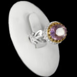 انگشتر آمیتیست الماس تراش نقره مردانه طرح باربد