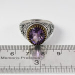 انگشتر آمیتیست الماس تراش نقره مردانه طرح یا عباس (ع) - Image 2