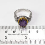 انگشتر آمیتیست الماس تراش نقره مردانه طرح دورطلایی بهادر - Image 4