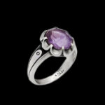 انگشتر آمیتیست الماس تراش نقره مردانه طرح بهامد