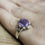 انگشتر آمیتیست الماس تراش نقره مردانه طرح بهامد - Image 3