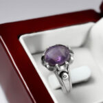 انگشتر آمیتیست الماس تراش نقره مردانه طرح بهامد - Image 2