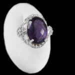 انگشتر آمیتیست الماس تراش نقره زنانه طرح فاخر بهتاب