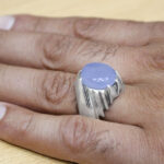 انگشتر عقیق کبود یمنی دست ساز نقره فاخرمردانه طرح امیر صدرا - Image 3