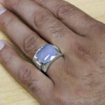 انگشتر عقیق کبود الماس تراش یمنی دست ساز نقره مردانه طرح اوتانا - Image 3