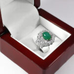 انگشتر عقیق سبز نقره زنانه طرح بارین ۱ - Image 3