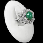 انگشتر عقیق سبز نقره زنانه طرح بارین ۱