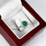 انگشتر عقیق سبز نقره زنانه طرح بارانه - Image 2