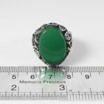 انگشتر عقیق سبز نقره مردانه طرح بارمان - Image 2