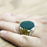 انگشتر عقیق سبز نقره مردانه طرح فاخر پنجتن (ع) - Image 5