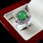 انگشتر عقیق سبز نقره زنانه طرح بارسین - Image 3