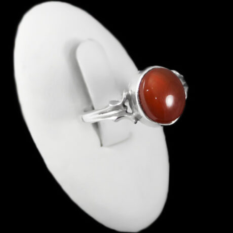 انگشتر عقیق سرخ یمنی نقره دست ساز مردانه و زنانه طرح بالان + حرز امام جواد (ع) + تربت امام حسین (ع)