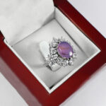 انگشتر عقیق کبود یمنی نقره زنانه طرح باوان - Image 3