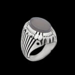 انگشتر عقیق کبود یمنی نقره مردانه طرح باوند - Image 6