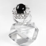 انگشتر عقیق مشکی نقره زنانه طرح برازا - Image 3