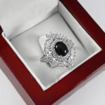 انگشتر عقیق مشکی نقره زنانه طرح برفین - Image 3