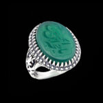انگشتر عقیق سبز نقره مردانه طرح یا حجه ابن الحسن (عج)