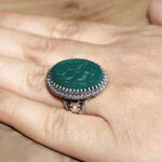 انگشتر عقیق سبز نقره مردانه طرح یا حجه ابن الحسن (عج) - Image 4