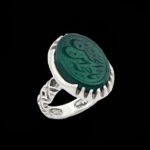انگشتر عقیق سبز نقره مردانه طرح فانتزی یا حجه ابن الحسن (عج)