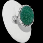 انگشتر عقیق سبز نقره مردانه طرح فانتزی یا حجه ابن الحسن (عج) - Image 2