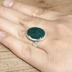 انگشتر عقیق سبز نقره مردانه طرح فانتزی یا حجه ابن الحسن (عج) - Image 4