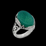 انگشتر عقیق سبز نقره مردانه طرح یا قاسم الارزاق (تقسیم کننده رزق و روزی ها)