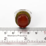 انگشتر عقیق سرخ نقره مردانه طرح دورطلایی بهیاد - Image 3