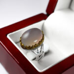 انگشتر عقیق کبود یمنی نقره مردانه طرح فانتزی یا علی (ع) - Image 2