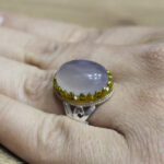 انگشتر عقیق کبود یمنی نقره مردانه طرح فانتزی یا علی (ع) - Image 3