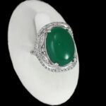 انگشتر عقیق سبز نقره زنانه طرح پارمین