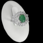 انگشتر عقیق سبز نقره زنانه طرح بارین ۲