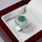 انگشتر عقیق سبز نقره زنانه طرح بارین ۲ - Image 2