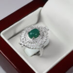 انگشتر عقیق سبز نقره زنانه طرح پالیز - Image 3