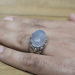 انگشتر عقیق کبود یمنی نقره مردانه طرح پدیدار - Image 4