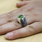 انگشتر زبرجد الماس تراش نقره مردانه دست ساز طرح فاخر الوند - Image 2