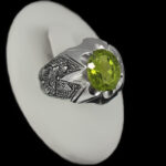 انگشتر زبرجد الماس تراش نقره مردانه دست ساز طرح فاخر الوند