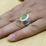 انگشتر زبرجد الماس تراش نقره مردانه دست ساز طرح فاخر الیار - Image 4