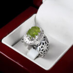 انگشتر زبرجد الماس تراش نقره مردانه دست ساز طرح فاخر الیار - Image 2