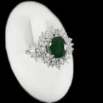 انگشتر زمرد الماس تراش نقره زنانه طرح اوین